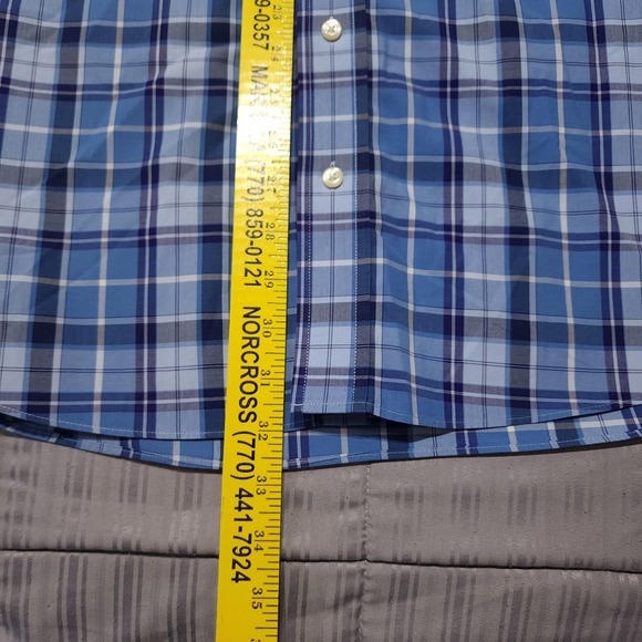 Jos A Bank Traveler Mens XL Plaid Shirt Blue Short Sleeve Button Down - Picture 9 of 9